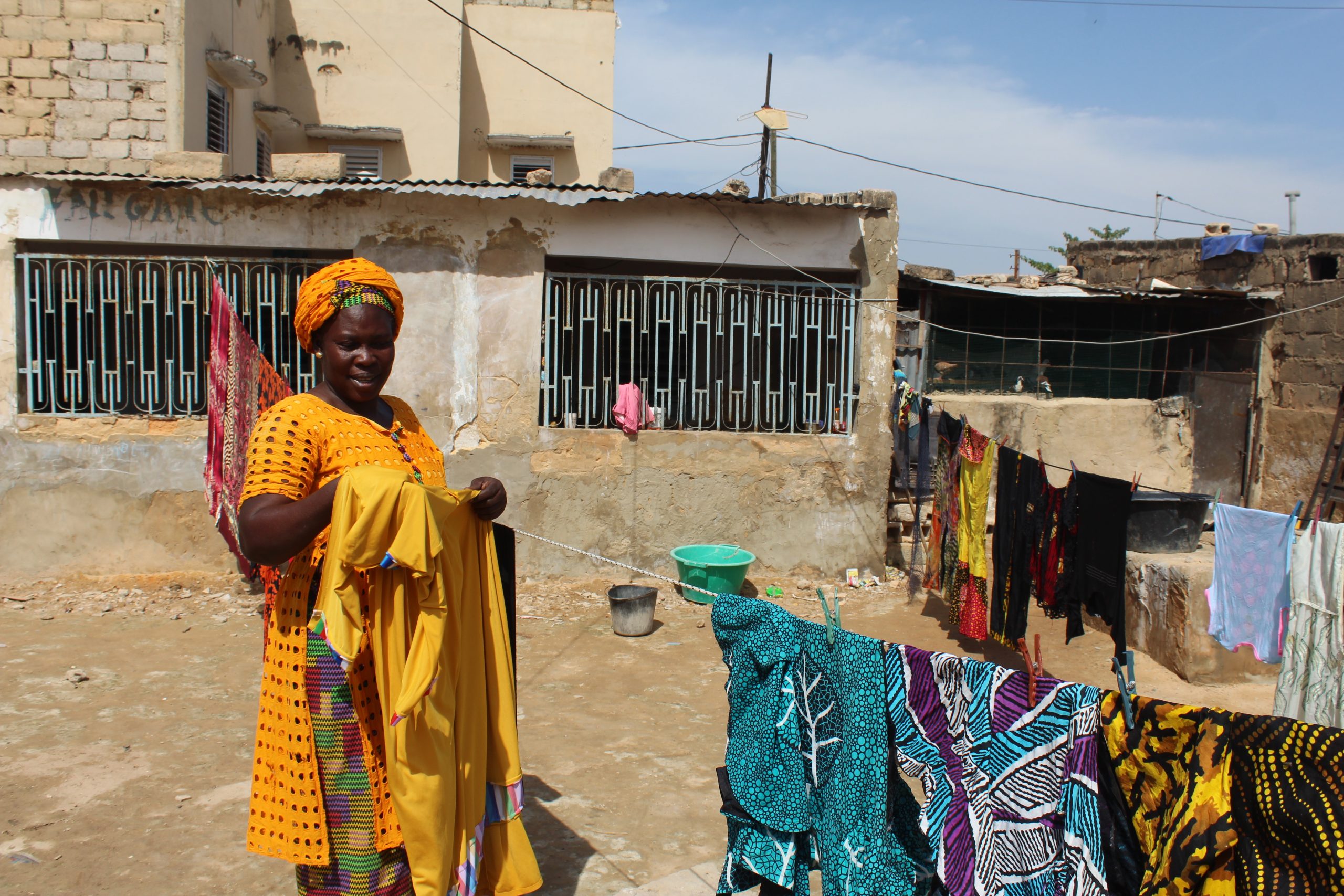 Ndeye lives next to the flooded grassy area in Senegal