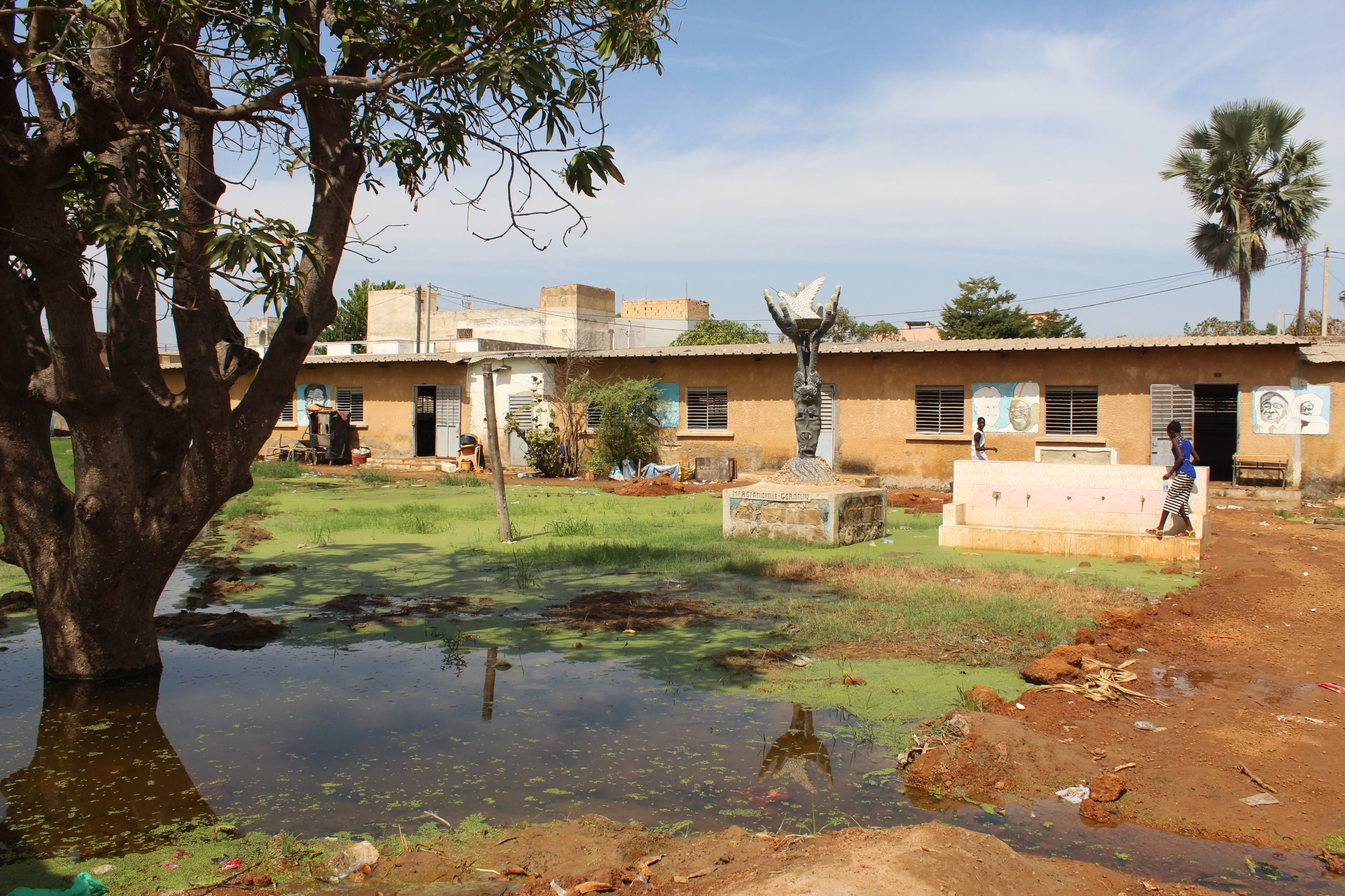 The flooded primary school in Petit Thialy, November 2021. Urban areas of Thies, Senegal