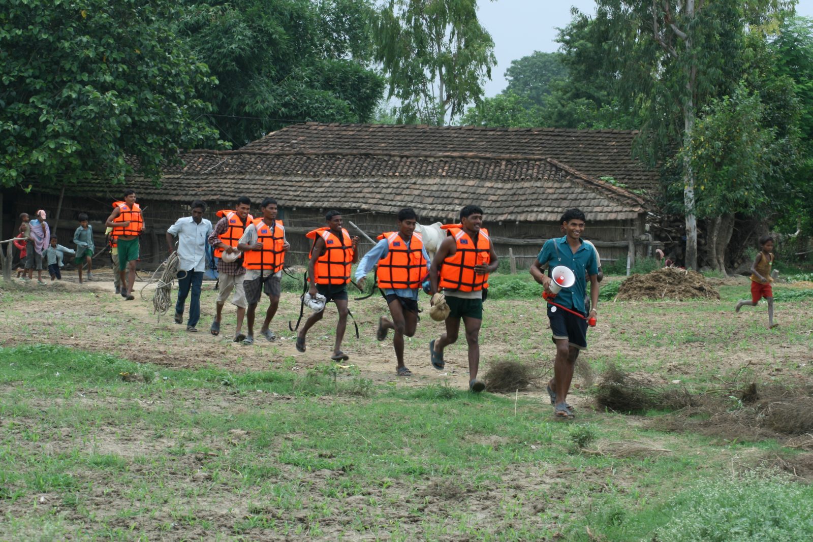 Mock emergency drills, like this one in Nepal, are one of the ways we help communities become more resilient to floods