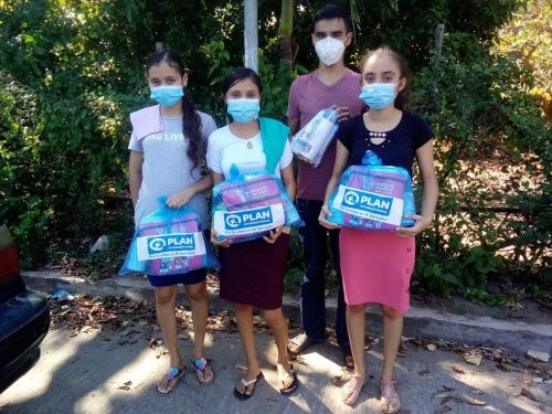 Alma, her sisters and her brother received menstrual hygiene kits after completing the training. Photo by Plan International.