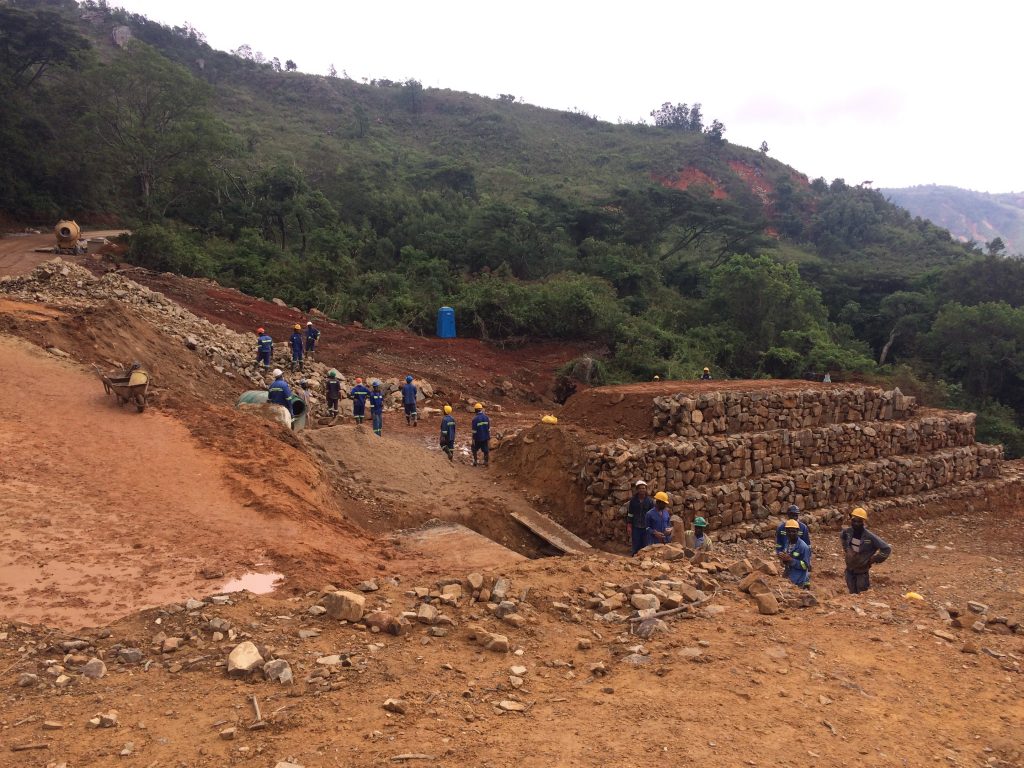 Repairing road damage in Chimanimani after Cyclone Idai.