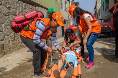 Deborah along with other members of the first aid brigade during emergency response exercise in 2019. 