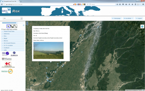 The Risk Geo-Wiki showing geo-tagged photographs overlaid upon satellite imagery across the Karnali basin, Nepal. © IIASA