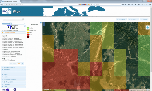 The Risk Geo-Wiki showing modelled global flood risk data overlaid at community level. While this data is suitable at the national and regional level, it is too coarse for informing community level decisions. © IIASA