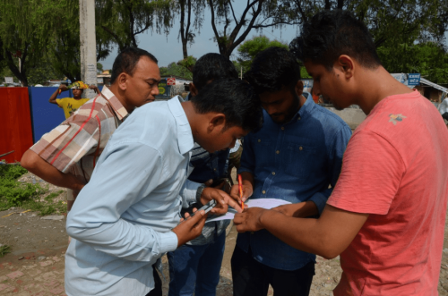 Community and NGO members mapping into OSM with mobile devices in the Karnali basin, Nepal. © Wei Liu, IIASA