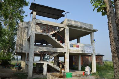 Flood safe evacuation shelter in Bangaun village.