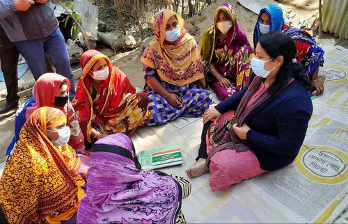 Zakia meeting with women in one of the communities where Concern works. The women shared their experience of saving generation for enhanced livelihoods.